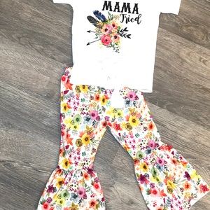 Mama Tried Toddler Bell Bottom Outfit, Hippie Girl